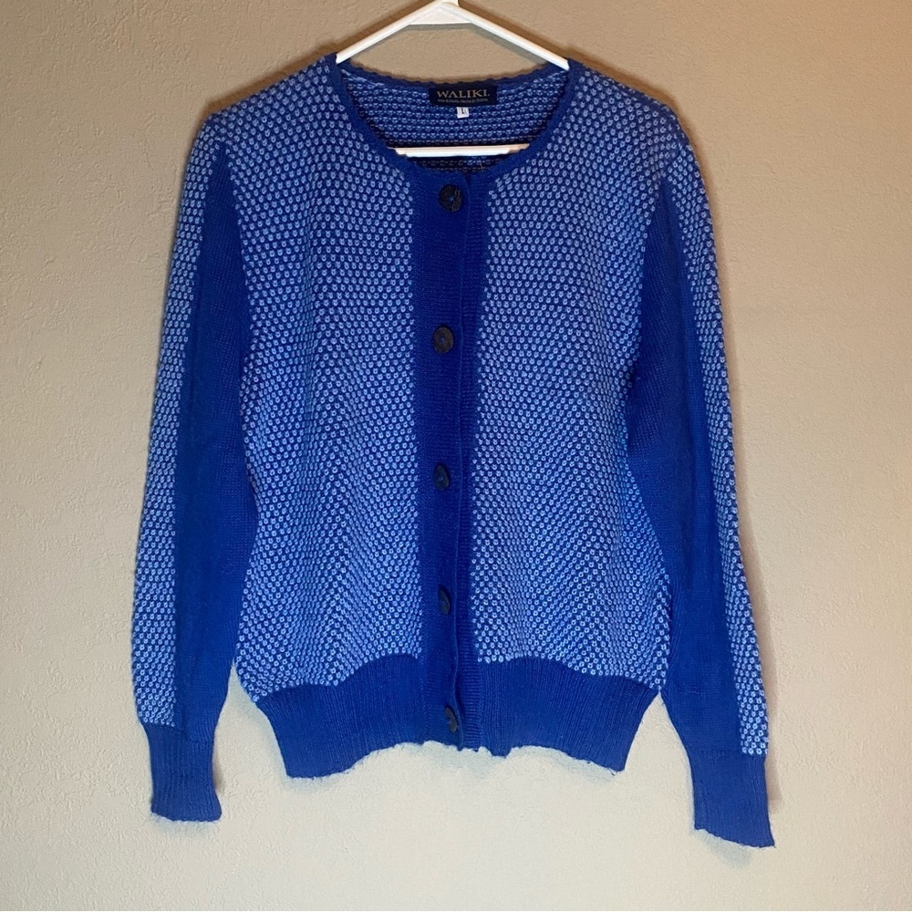 Waliki Blue Alpaca Hair Sweater Cardigan